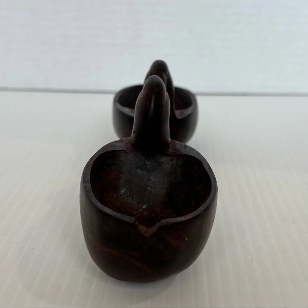 Vintage Duck Salt & Pepper Cellar Wood Hand Carving